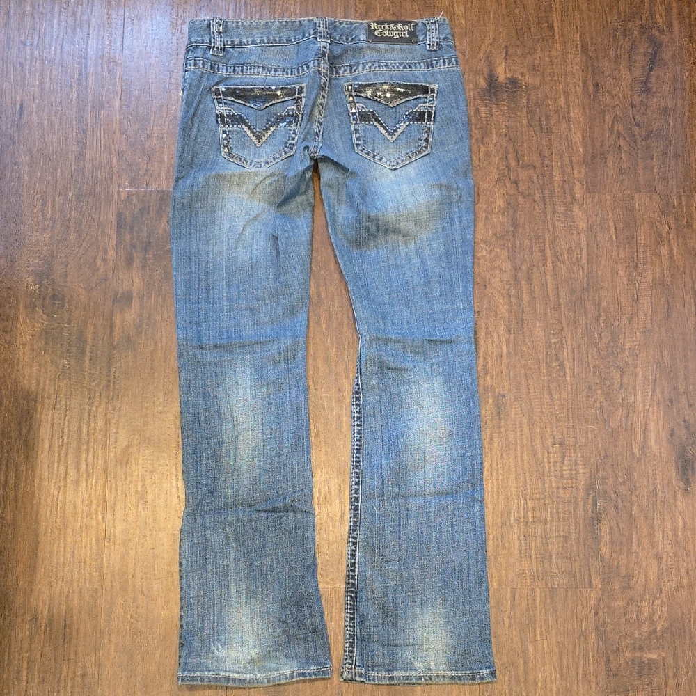 Rock & Roll Cowgirl Denim Jeans with Embellished Details 27x 34